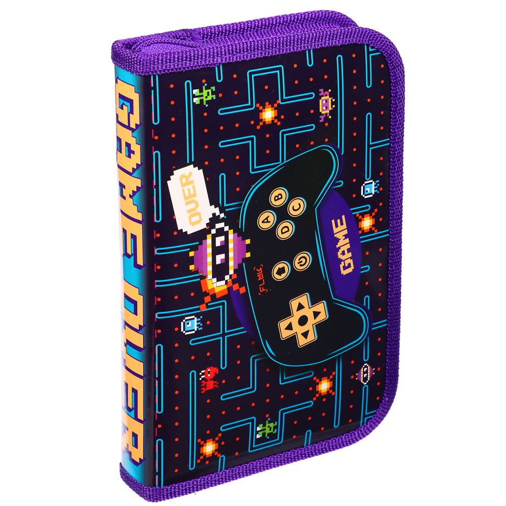 Гейм Овер Пенал жесткий прямоугольный, 19х11,5см, 1 отд., молния вокруг, ламинированный картон, арт.№ 238-006