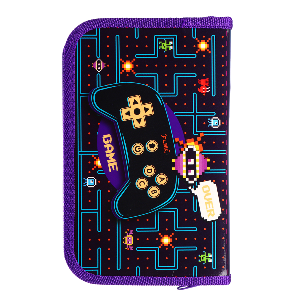 Гейм Овер Пенал жесткий прямоугольный, 19х11,5см, 1 отд., молния вокруг, ламинированный картон, арт.№ 238-006