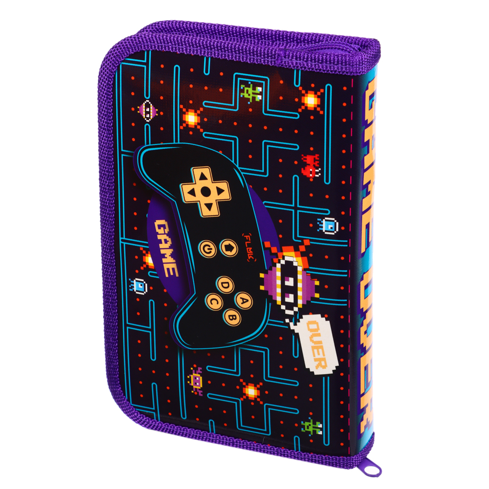 Гейм Овер Пенал жесткий прямоугольный, 19х11,5см, 1 отд., молния вокруг, ламинированный картон, арт.№ 238-006