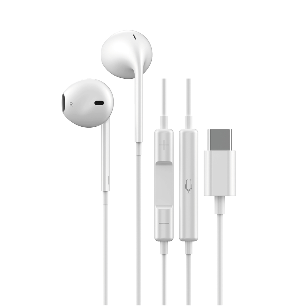 Наушники проводные вкладыши с микрофоном BY Space, TYPE-C, 120см, белый, арт.№ 410-155