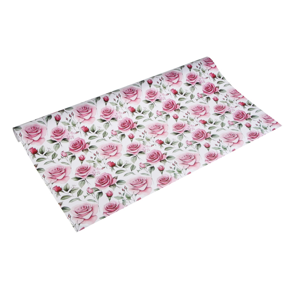 Бумага для упаковки подарков тм LADECOR 70х100 см, 70 г, "Цветы" арт 1, односторонняя, 4 дизайна, арт.№ 570-091