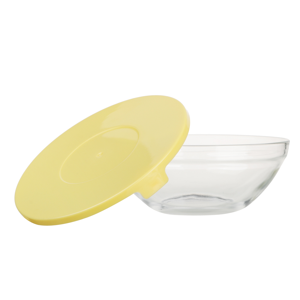 MILLIMI Набор салатников с крышкой 5 шт: 900/ 500/350/200/130 мл, стекло, пластик, желтый, арт.№ 878-607