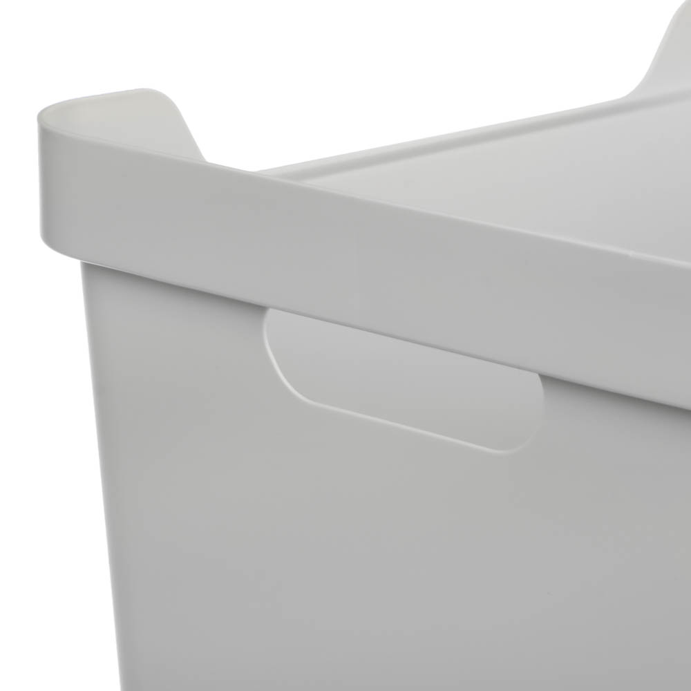 Ящик с крышкой универсальный с ручками Luxe, 38х27,6х22см, 18л, светло-серый, арт.№ 457-681