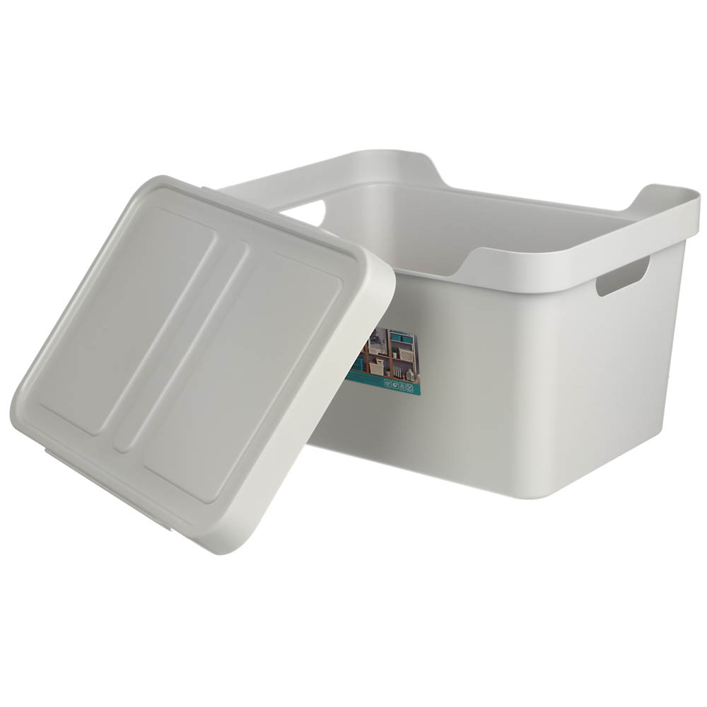 Ящик с крышкой универсальный с ручками Luxe, 38х27,6х22см, 18л, светло-серый, арт.№ 457-681