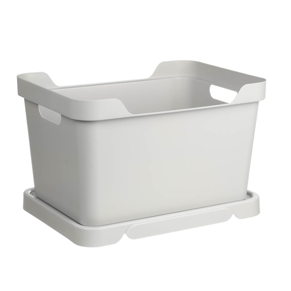 Ящик с крышкой универсальный с ручками Luxe, 38х27,6х22см, 18л, светло-серый, арт.№ 457-681