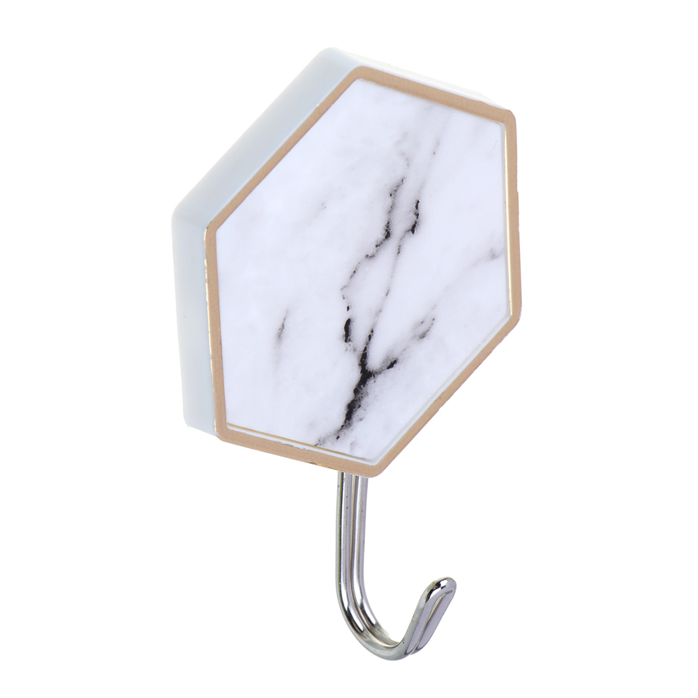 Крючки самоклеящиеся тм VETTA Белый мрамор, пластик, металл, 2 шт, арт.№ 440-376
