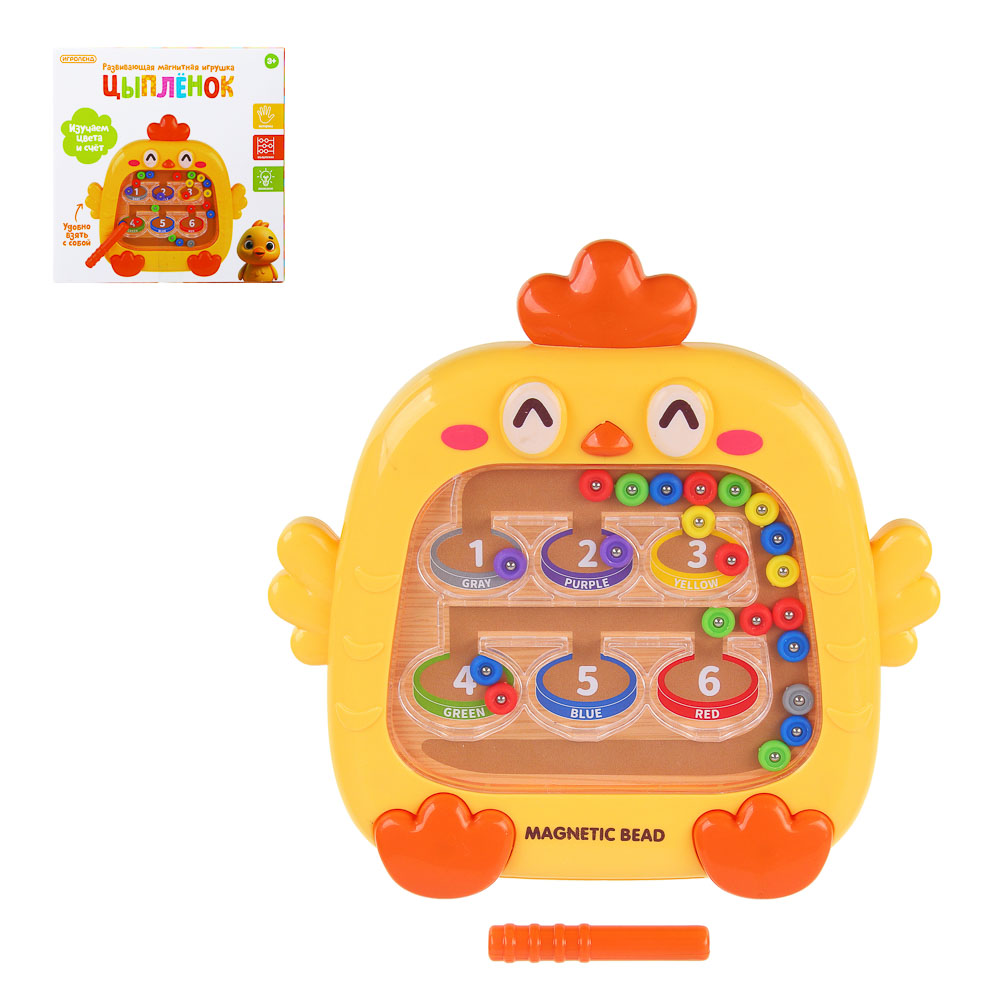 Развивающая магнитная игрушка "Цыпленок", ИГРОЛЕНД, ABS, арт.№ 262-549