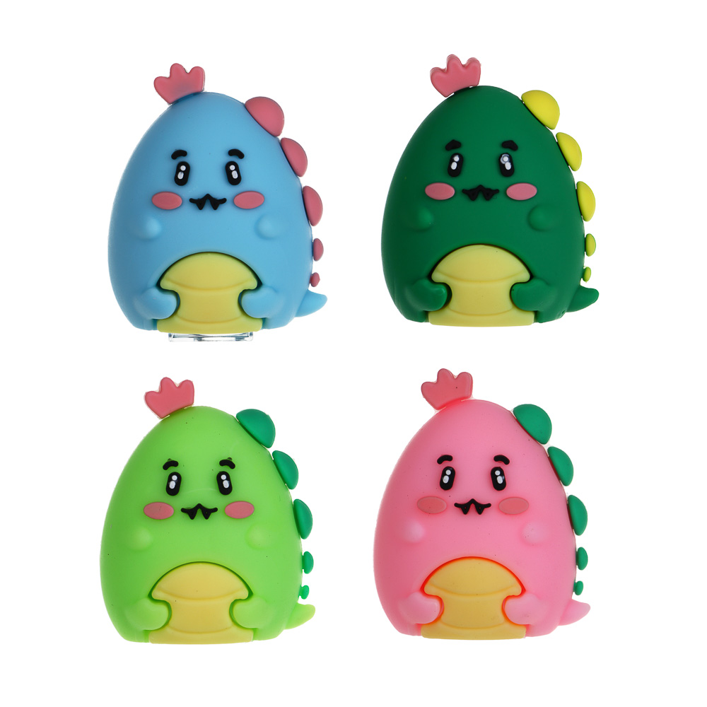 Точилка фигурная "Дино", 4х3х2,5см, 1 отверстие, PVC, 4 дизайна, арт.№ 607-066