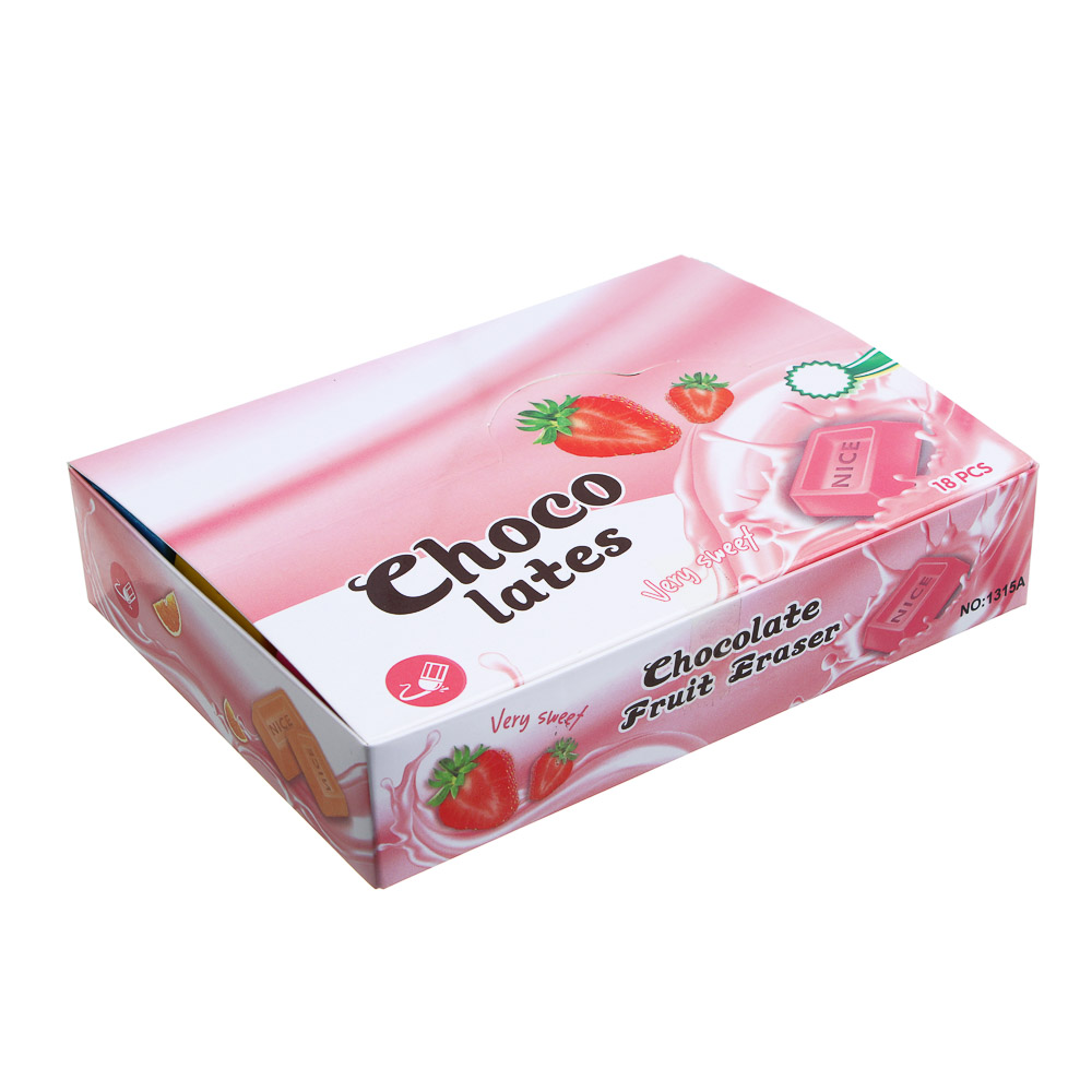 Ластик фигурный в форме шоколадки, 8х4х1см, ТПР, 3 дизайна, арт.№ 607-068