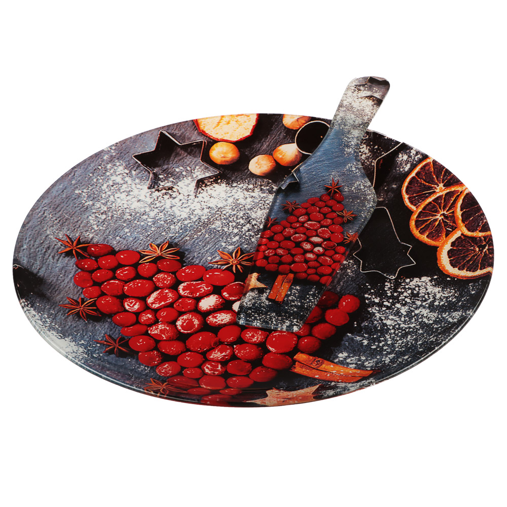 Ягодное ассорти Набор для торта 2 предмета, блюдо 30см, лопатка 26х7см, стекло, арт.№ 820-801