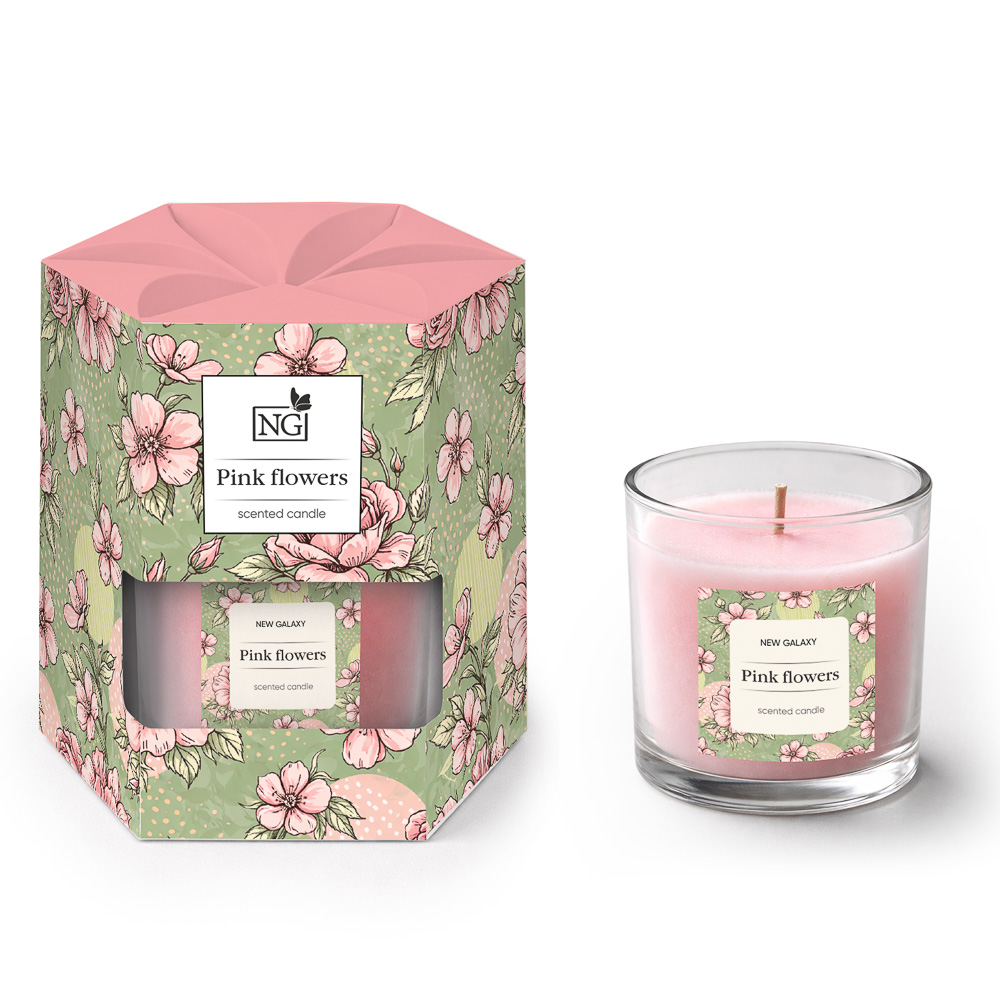 Свеча ароматизированная тм NEW GALAXY 45г., pure cotton , vanilla coconut,mixed berries,Pink flowers, арт.№ 778-332