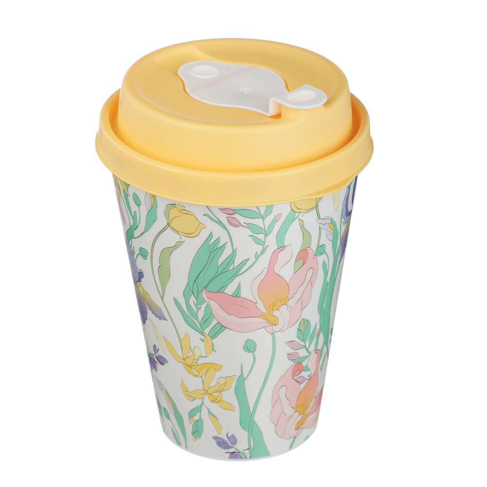 Ботаника Стакан с крышкой и клапаном 420мл, пластик, 3 цвета, арт.№ 861-562