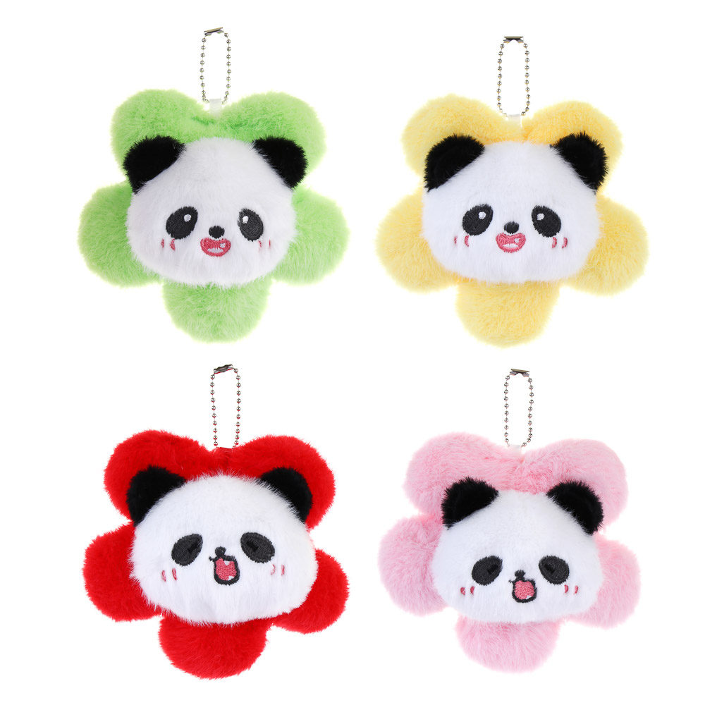 ИГРОЛЕНД Брелок мягкий "Панда на цветочке" с подвесом, 12 см, полиэстер, 4 цвета, арт.№ 264-460