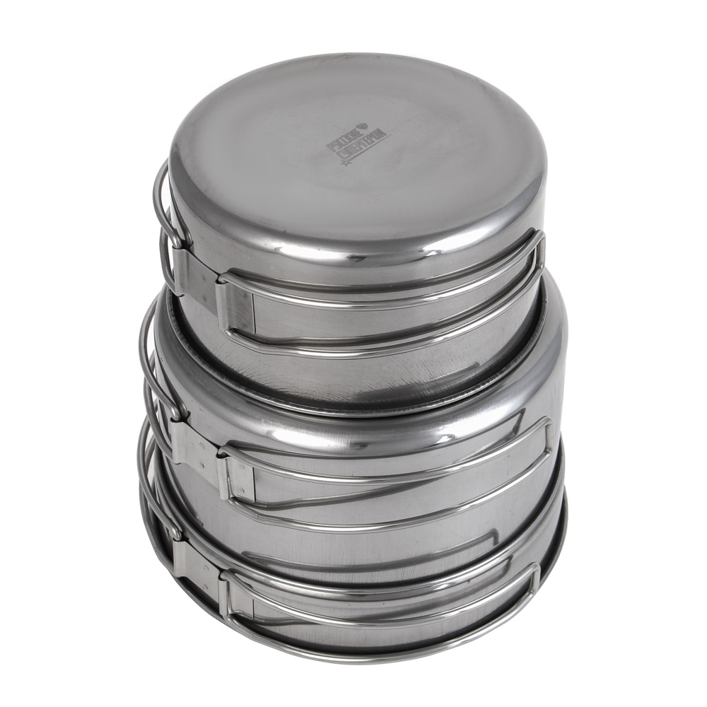 Набор туристической посуды тм РУССО ТУРИСТО, 8 предметов, в чехле, нерж.сталь, арт.№ 123-034