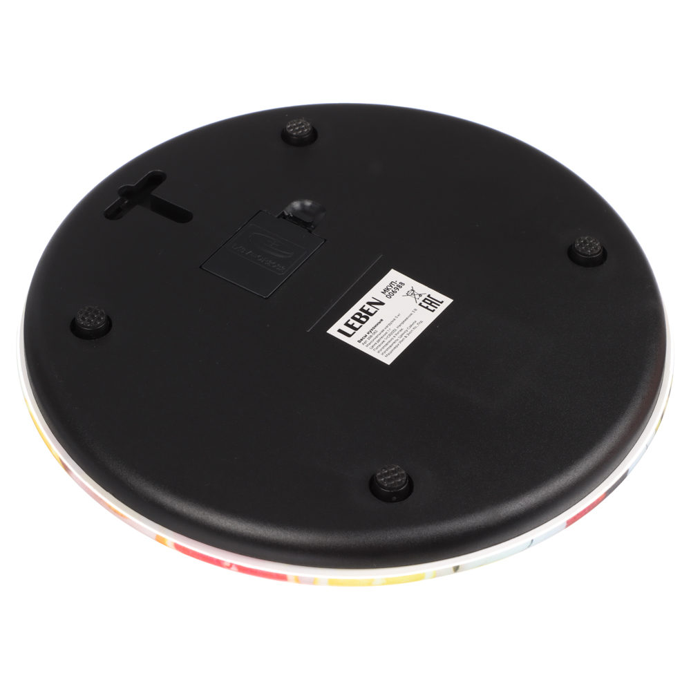 LEBEN Весы кухонные электронные, стекло с дизайном, круг, макс.нагр. 5кг (точн.измер. 1гр), арт.№ 268-063