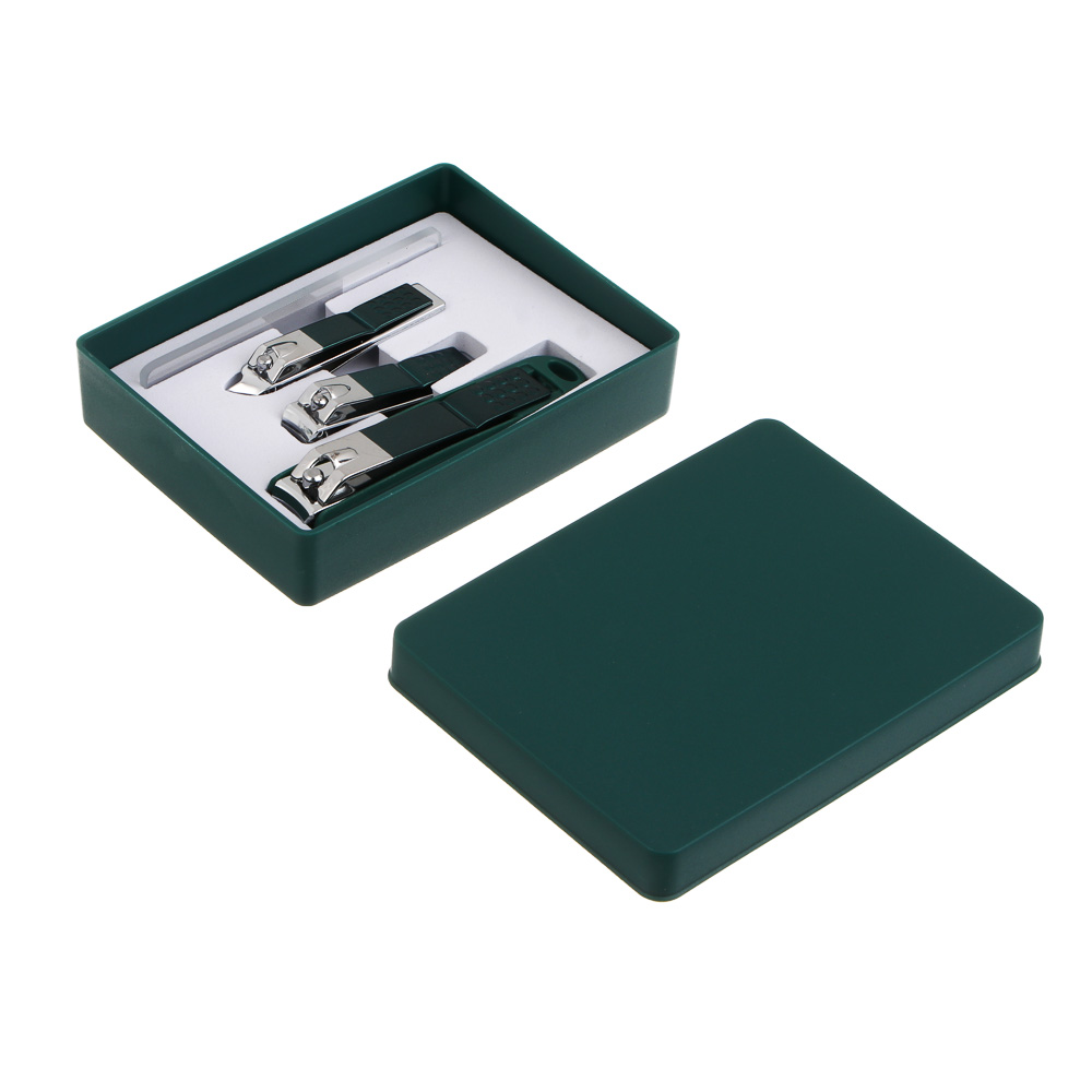 Набор маникюрный из трех книпсеров и пилки в футляре тм ЮНИLOOK, сталь, пластик, арт.№ 305-473