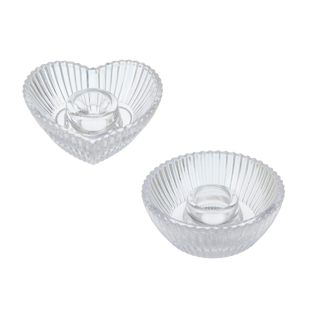 Подсвечник тм LADECOR стеклянный, 8,5x8,5x3,5 см, 2 формы, арт.№ 477-258