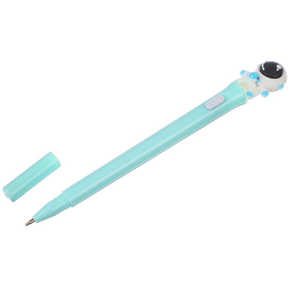 Ручка шариковая синяя, со светящейся фигуркой в форме космонавта, 4 цв.корп, 17,5см,пластик, арт.№ 591-154