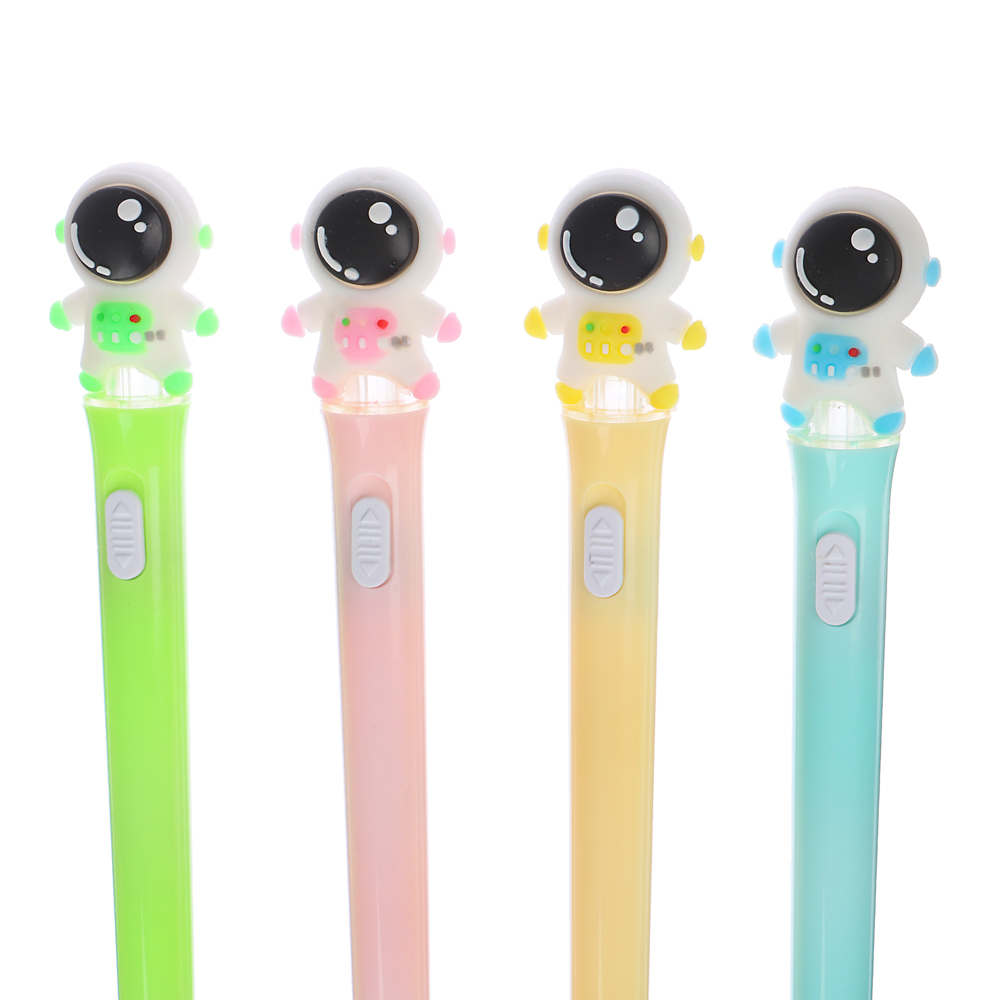 Ручка шариковая синяя, со светящейся фигуркой в форме космонавта, 4 цв.корп, 17,5см,пластик, арт.№ 591-154