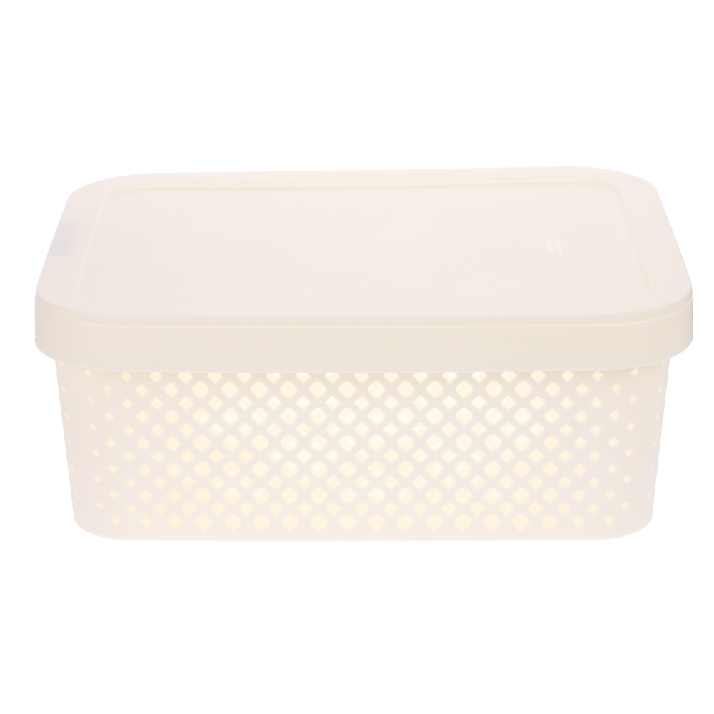 Корзинка для хранения с крышкой Plast Team STOCKHOLM, 10 л молочный туман, арт.№ 457-838