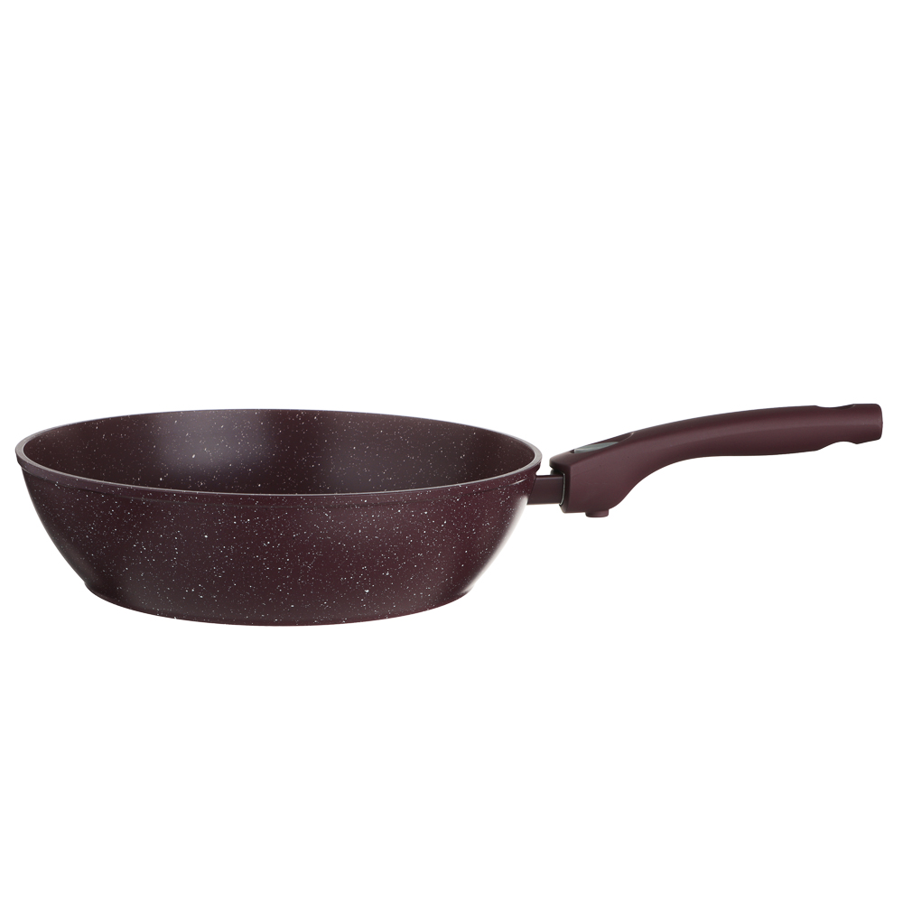Сковорода глубокая литая тм SATOSHI Бургунди, d28см, антиприг.покр. мрамор, съем. ручка, индукц., арт.№ 846-798