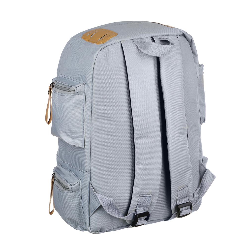 Рюкзак подростковый 41x26x14см, 1 отд., 5 карм., клапан на липучке, веревки, ПЭ, иск.кожа, 3 цвета, арт.№ 254-715