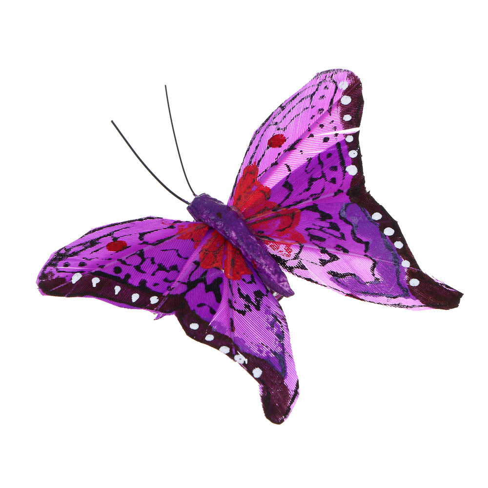 INBLOOM Бабочка декоративная Экзотическая на прищепке 8см, арт.№ 153-182