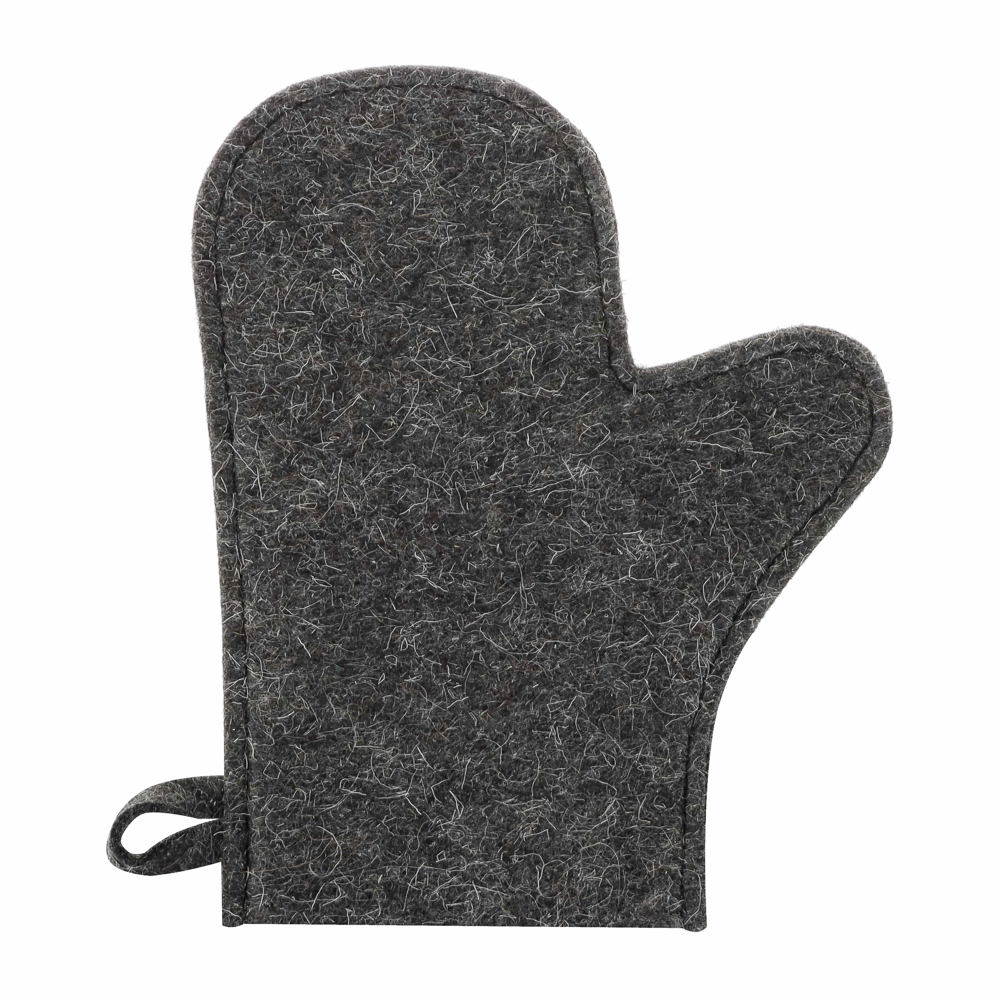 Набор банный ЭКОНОМ 2 предмета без вышивки (рукавица, шапка) в пакете, войлок белый/серый, арт.№ 364-271