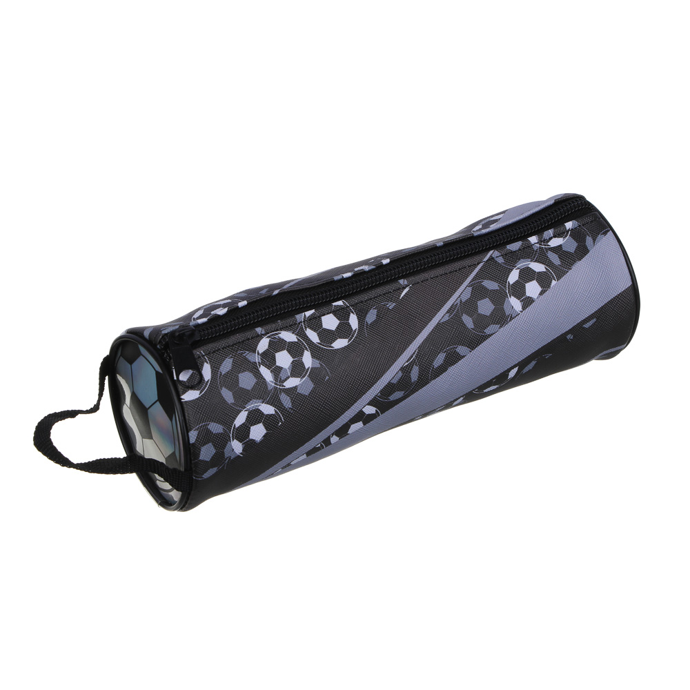 Серебряный Мяч Пенал мягкий круглый, 21,5х8х8см, ручка, ПВХ, иск.кожа металлик, с антисмин.вкладышем, арт.№ 238-012