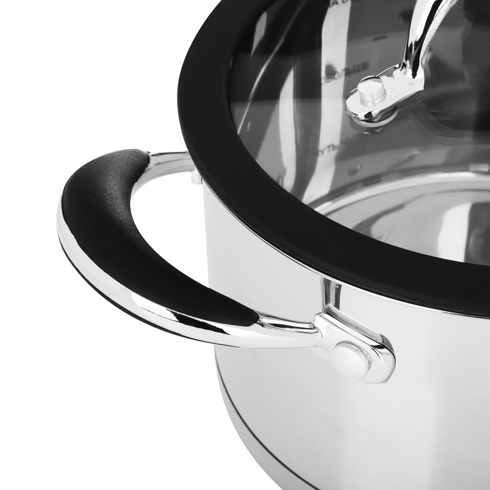 ВСЁГАЗИН Джела Кастрюля 18х10см 2,3л, со стекл. крышкой, индукция, нерж. сталь, арт.№ 822-232