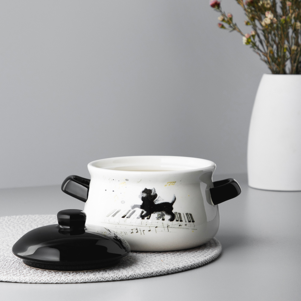 MILLIMI Котейка Горшочек для запекания, 500мл, 17х12х10,5см, керамика, арт.№ 824-123