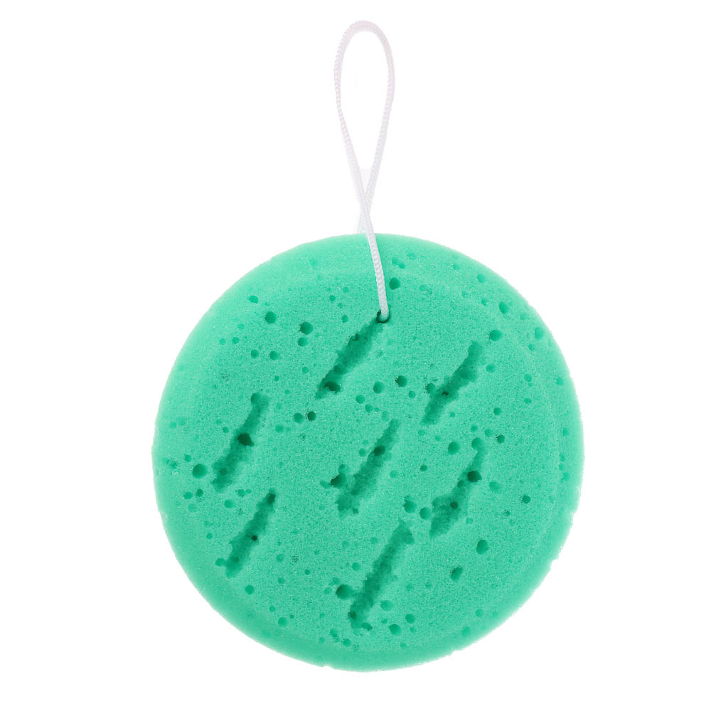 ЮL Мочалка-губка поролоновая крупнопористая с подвесом, полиуретан, 13,5х5см, 3 цвета, арт.№ 361-108