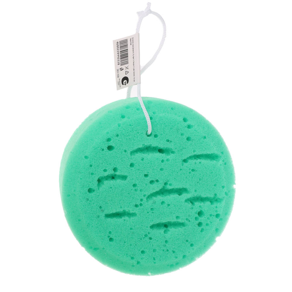 ЮL Мочалка-губка поролоновая крупнопористая с подвесом, полиуретан, 13,5х5см, 3 цвета, арт.№ 361-108