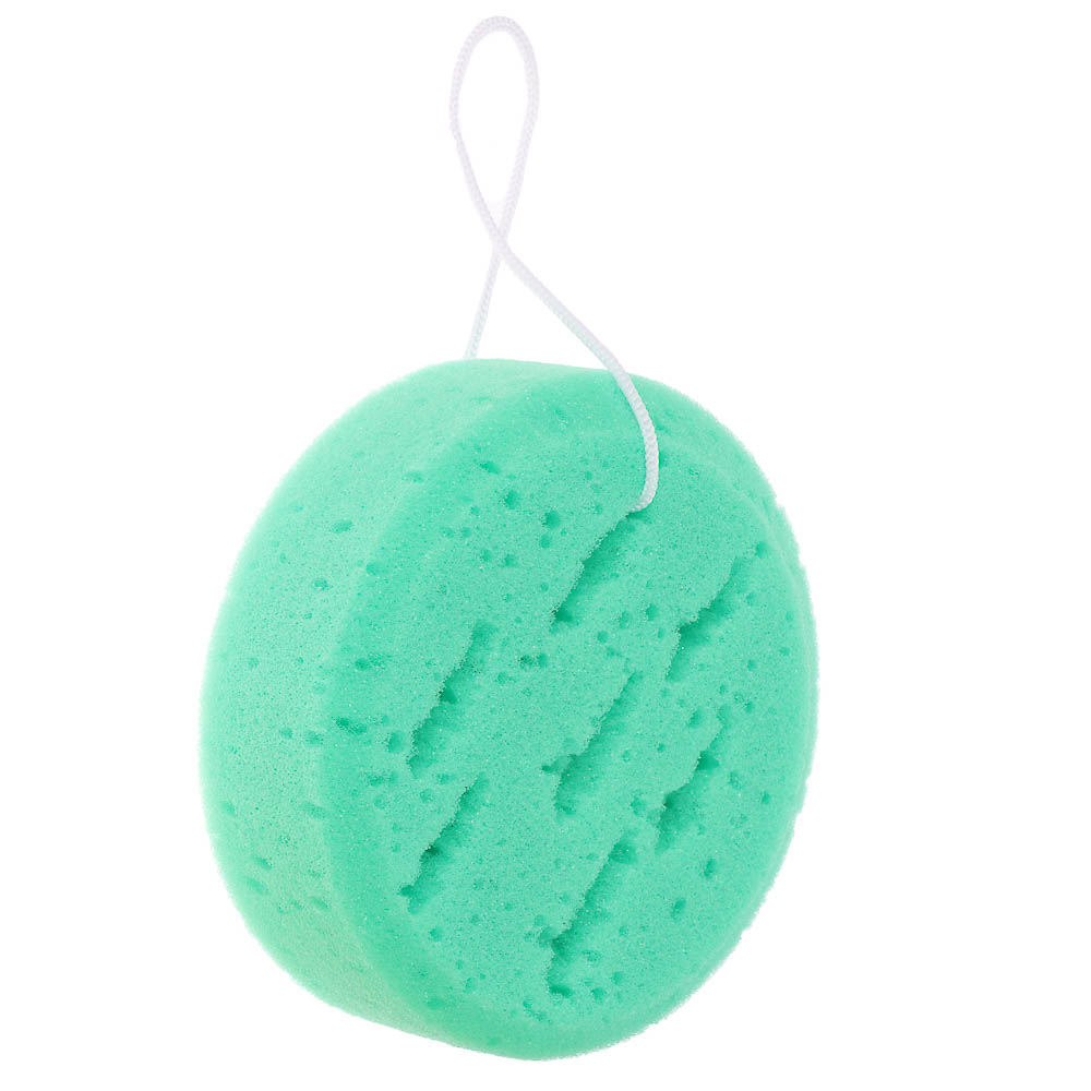 ЮL Мочалка-губка поролоновая крупнопористая с подвесом, полиуретан, 13,5х5см, 3 цвета, арт.№ 361-108