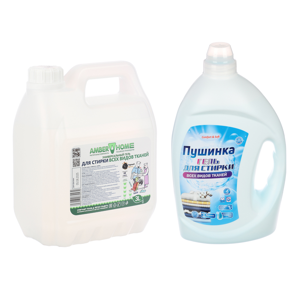 Гель для стирки Пушинка/Amber Home для всех видов тканей, п/б, 3л, арт.№ 958-164
