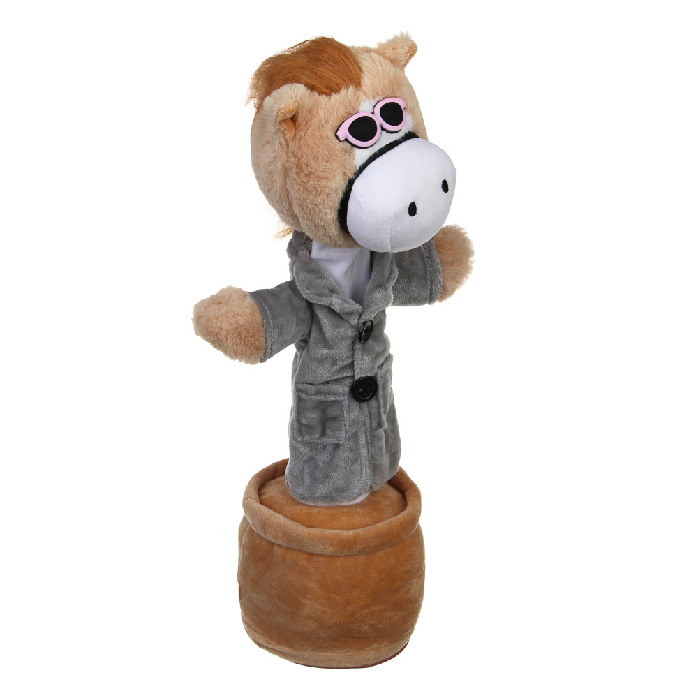 ИГРОЛЕНД Игрушка музыкальная повторюшка "Конь в пальто", звук, пласт., полиэстер, 3хАА, 32см, арт.№ 264-922