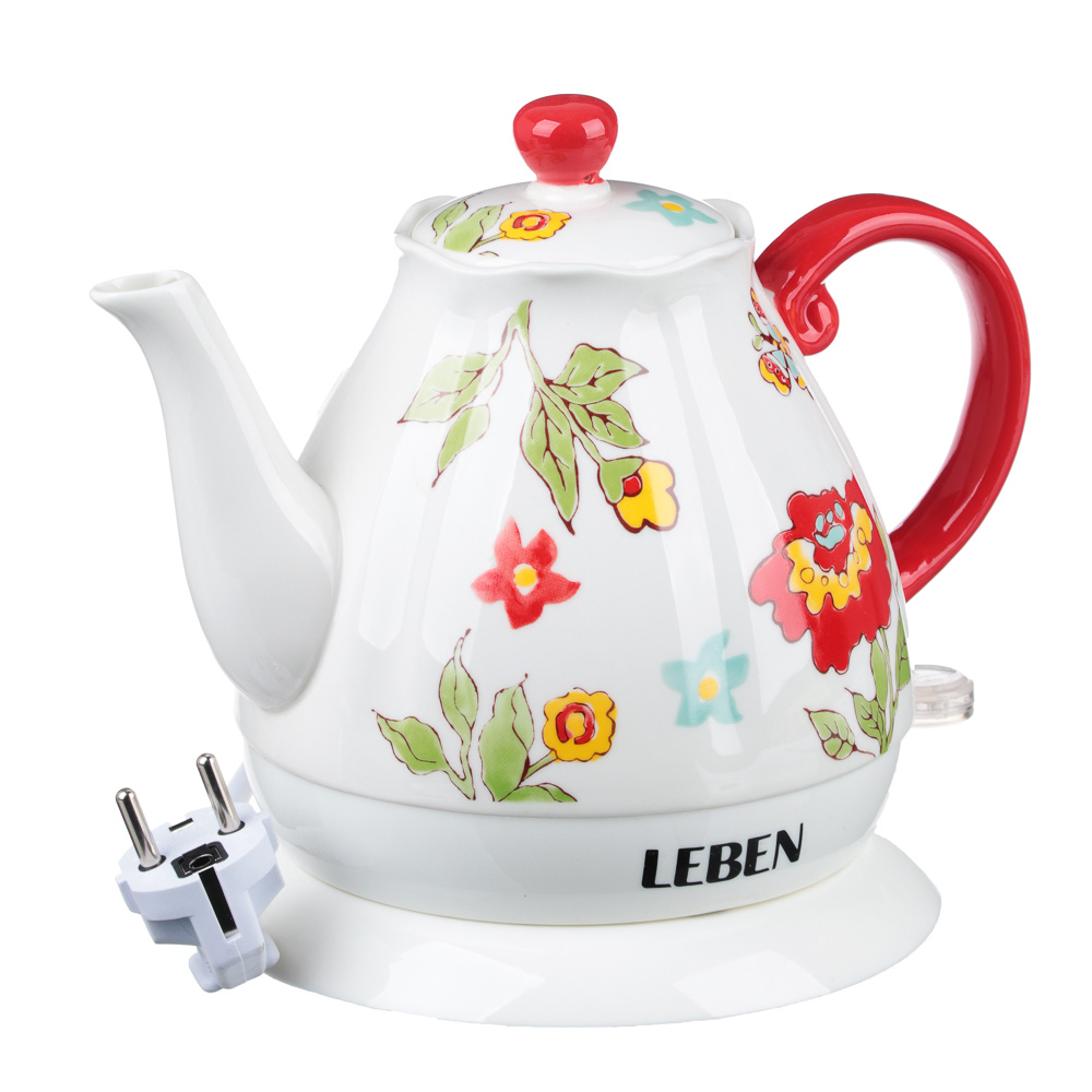 LEBEN Чайник керамический 1,2л, 1850Вт, скрытый нагр.элемент, дизайн, арт.№ 291-022