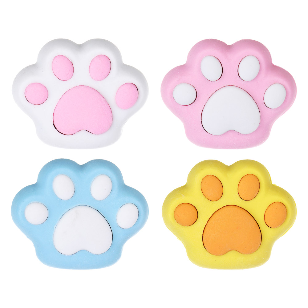 Ластик фигурный в форме лапки, 3х3,5х1,5см, ТПР, 4 дизайна, арт.№ 607-072