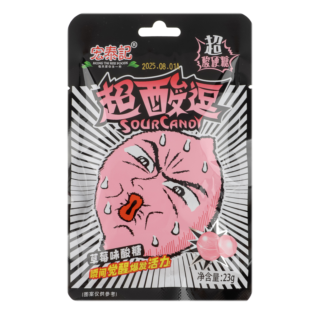 Кислые конфеты HONG TAI KEE, 23 гр, клубника, арт.№ 347-455