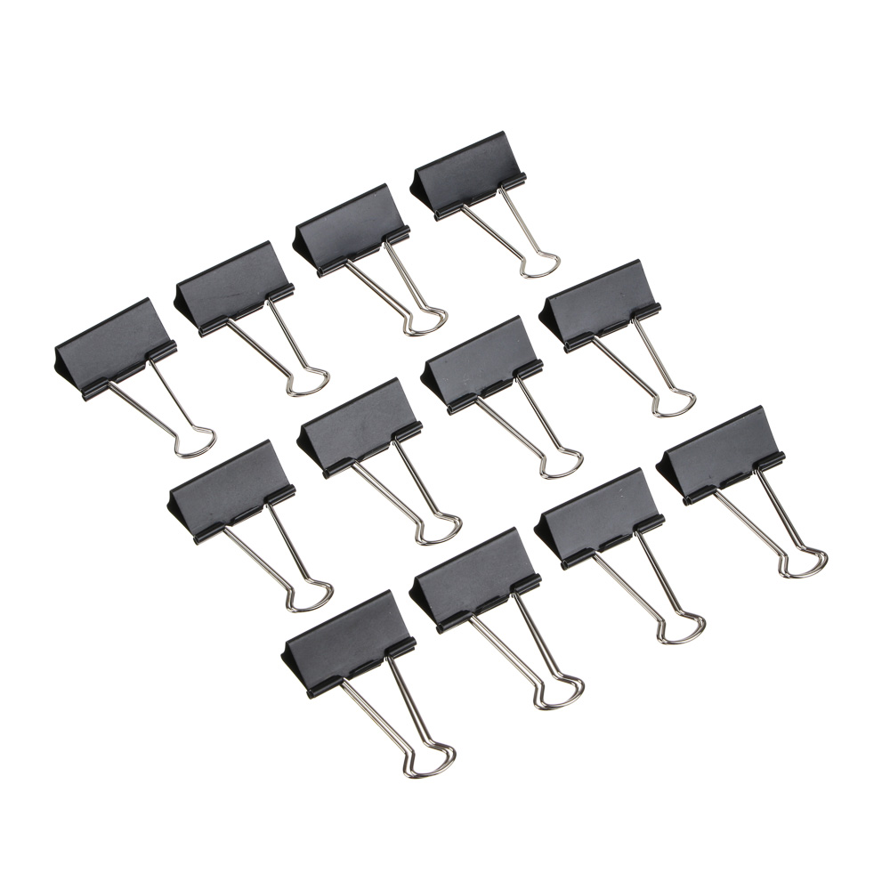 ClipStudio Набор зажимов для бумаг металлический 51 мм черный, 12 штук в картонной коробке, арт.№ 588-033