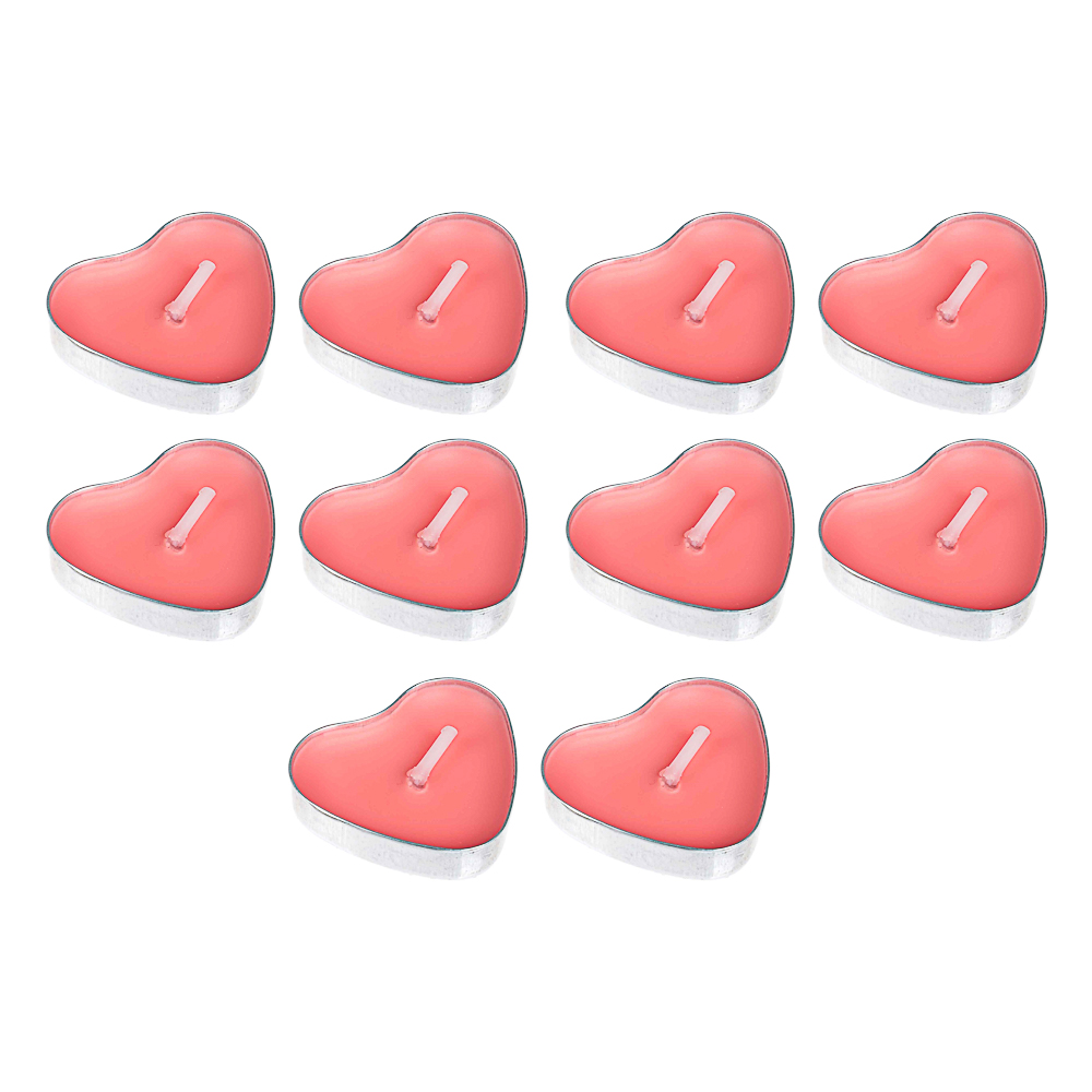 Свеча в виде сердца в гильзе, набор 10 шт, металл, парафин, 17х7,2х1см, 2 цвета, арт.№ 508-465