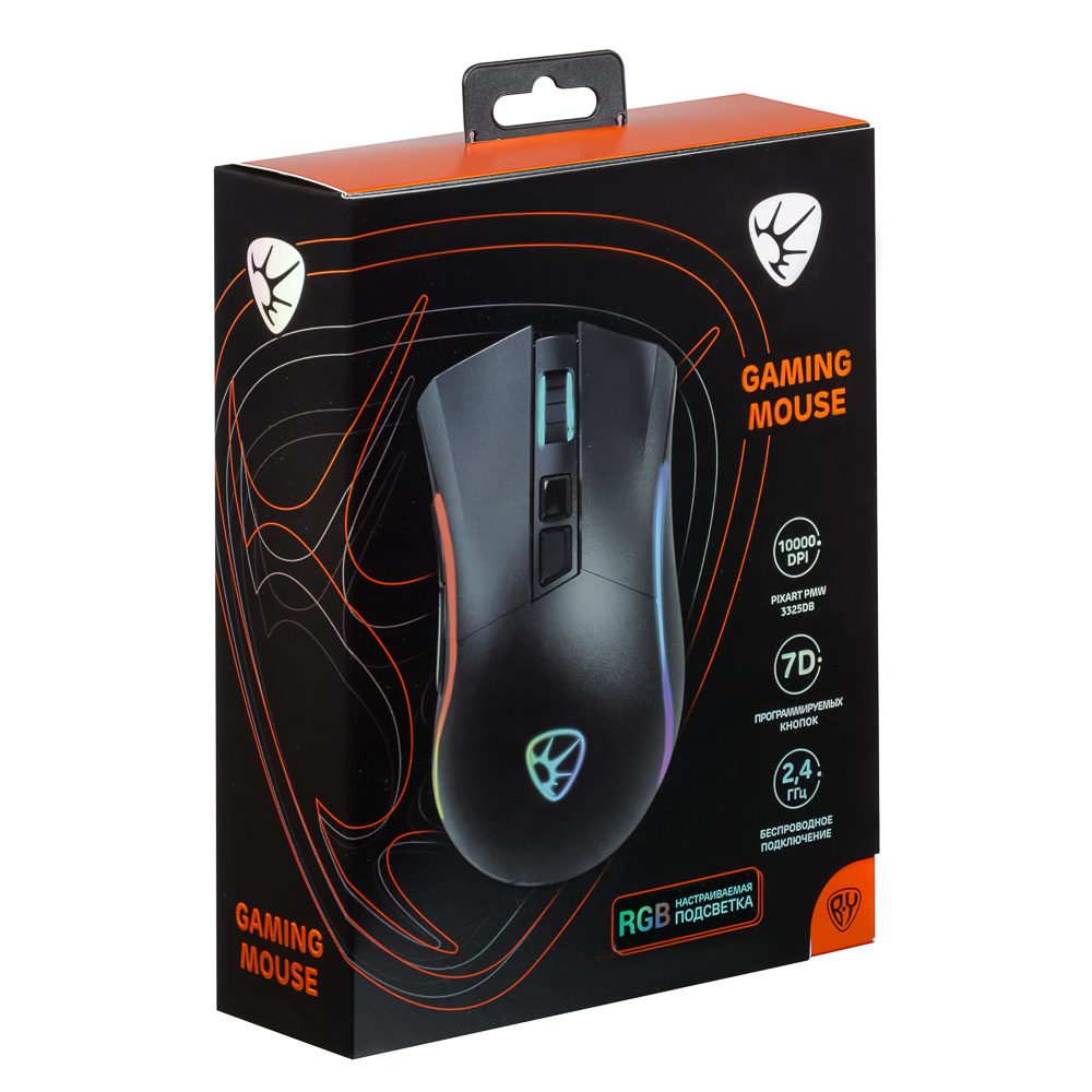 BY Игровая мышь беспроводная Rocket 2.4 ГГц, 10000dpi,7D,PMW3325,RGB,220см, арт.№ 405-063