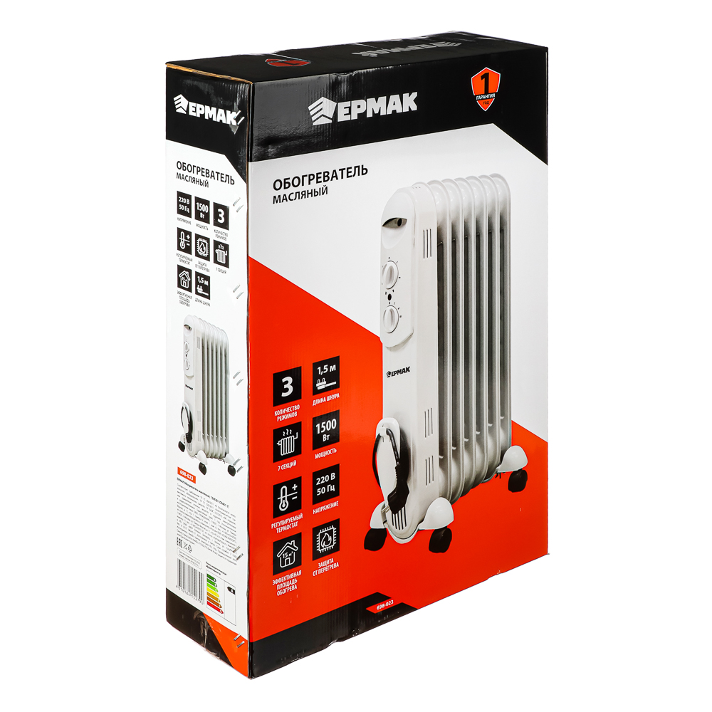 ЕРМАК Обогреватель масляный 1500 Вт (CR401-7), арт.№ 698-023