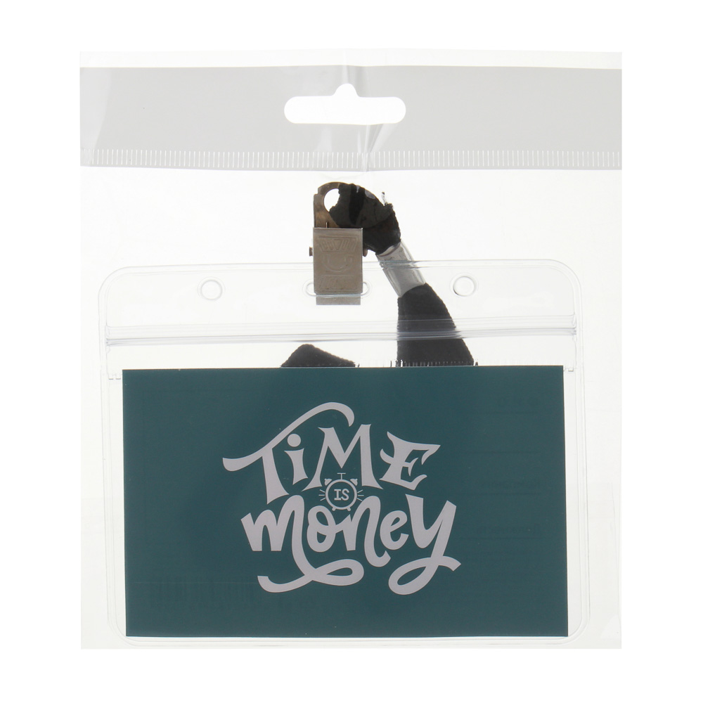 ЮL Бейдж горизонтальный с лентой, 9,5х11см, ПВХ, прозрачный, арт.№ 334-116