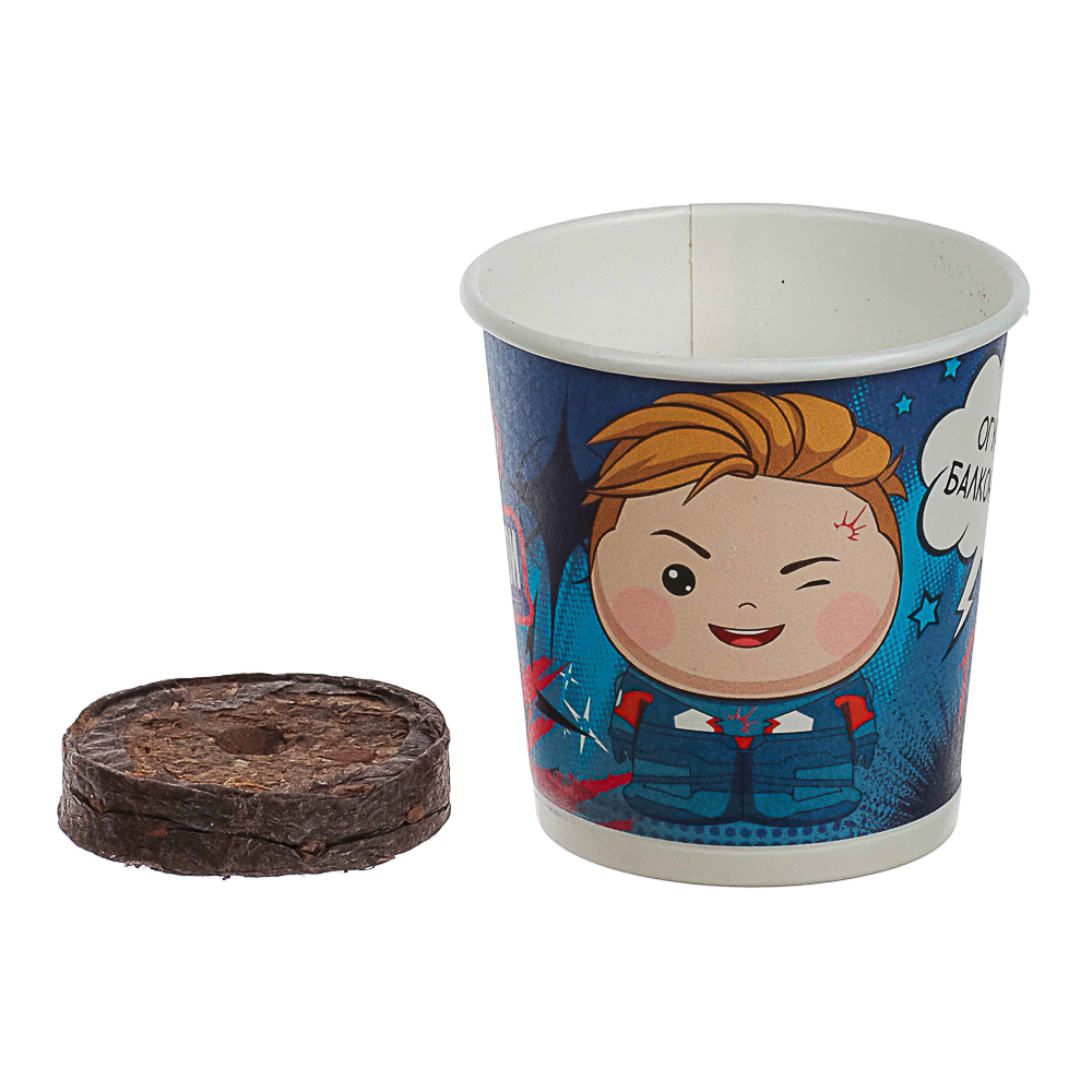 BY Русские Супергерои ПЕРЕСВЕТ Огурец балконный (стаканчик+торф табл+семена), арт.№ 179-597