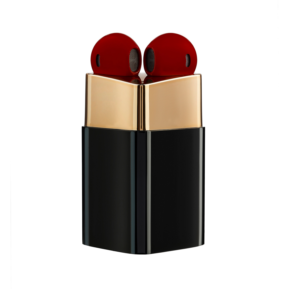 BY КИРЯ Наушники беспроводные TWS Помада вкладыши, 30/400мАч, BT5.3, красные, кейс чёрн/золото, арт.№ 410-020