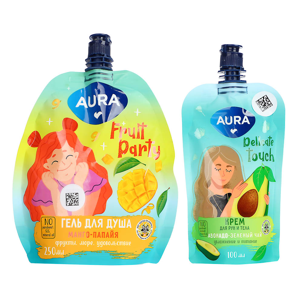 Подарочный набор женский AURA:Гель д/душа,250 мл+Крем д/рук и тела,100мл, арт.№ 937-175