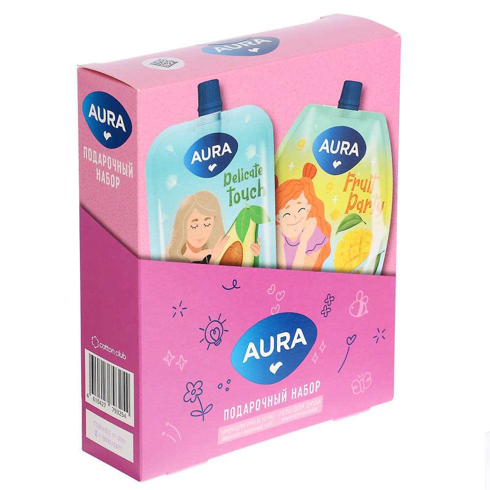 Подарочный набор женский AURA:Гель д/душа,250 мл+Крем д/рук и тела,100мл, арт.№ 937-175