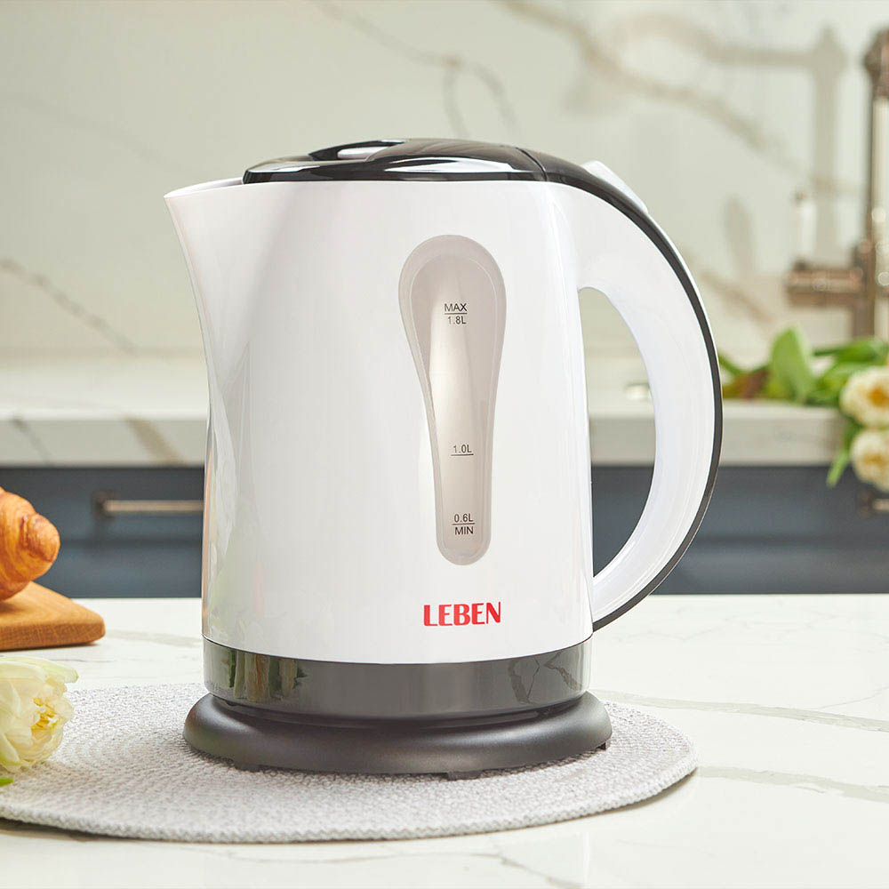 LEBEN Чайник электрический 1,8л, 1850Вт, скрытый нагр.элемент, пластик, HHB1760, арт.№ 475-123