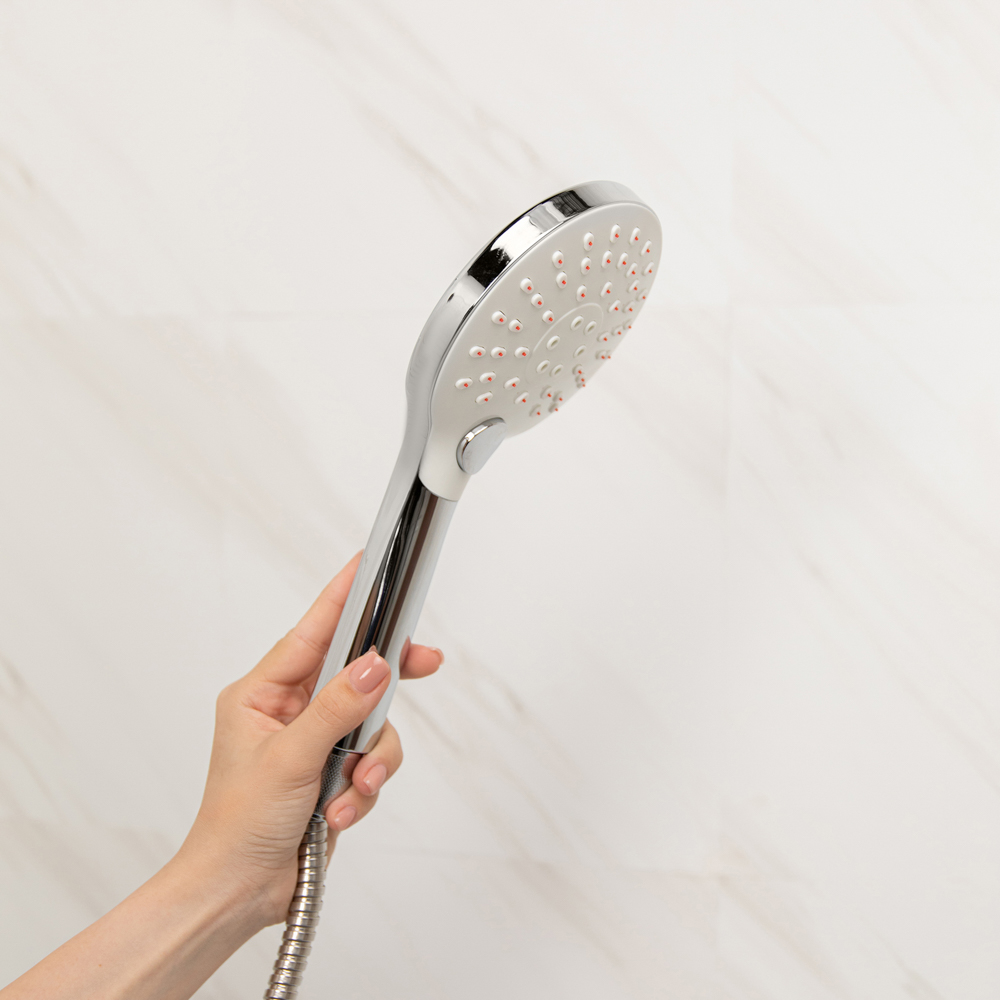 RAIN Лейка для душа, 3 режима, кнопка, 120мм, хром, арт.№ 582-023